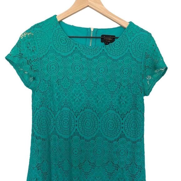 Laundry by Shelli Segal 6 Green Lace Dress Cocktail Party Short Sleeve Small - Picture 2 of 9